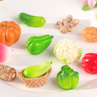 1PC Simulation Fruit Resin Vegetable Basket Miniature Ornament DIY Home Desktop Decor Dollhouse Micro Landscape