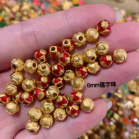 24k pure gold beads fine gold loose beads gold wishes beads 999 gold charms 6mm
