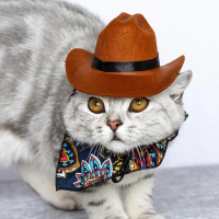 Aksesori anjing Comel Set Topi Pet Cowboy Barat Boleh laras Bernafas Topi Pet Cowboy Nyaman Bandana