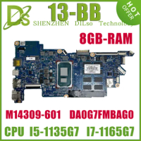 KEFU M14309-601 M14309-001 DA0G7FMBAG Laptop Motherboard For HP Pavilion 13-BB W/i5-1135G7 i7-1165G7 CPU 16GB-RAM UMA 100% Test