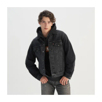 【LEVIS 官方旗艦】男款 TYPEIII 丹寧牛仔外套 背部塗鴉 黑色牛仔外套 熱賣單品 0016Z-0000