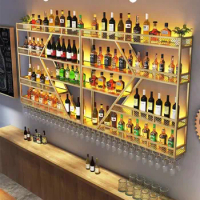 Gold Modern Wine Holder Storage Display Man Living Room Wall Wine Rack Bottle Restaurant Shelf Estante Para Vino Bar Furniture