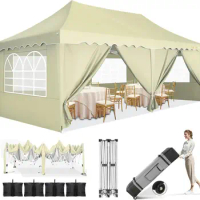 Outdoor Pop Up Canopy 10x20 Party Tent with Removable Sidewalls, Waterproof Easy Up Canopy Tent with Roller Bag Sandbag
