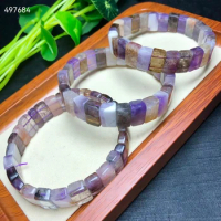 Natural Colorful Cacoxenite Red Auralite 23 Bracelet Cube Beads 12x8mm Women Men Colorful Auralite 23 Canada Bracelet AAAAA