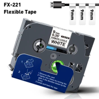9mm Flexible ID Tape Compatible Brother TZe Label Tape FX221 FX231 TZe231 White Cable for Brother P-Touch Printer PT-H110 D450