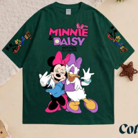Kaos Anak & Dewasa Motif Minnie Daisy 3D Bordir Bahan Cotton Combed Premium Usia 1-12 Tahun Free Sti