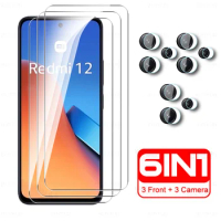 6-in-1 Protective Glass For Xiaomi Redmi 12 4G 5G Camera Tempered Glass Redmy Radmi 12 Redmi12 2023 6.79'' Lens Screen Protector