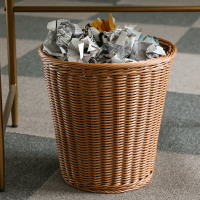 垃圾簍仿藤編織廚房家用垃圾桶圓形花籃套無蓋垃圾框簡約大號