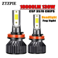 ZTZPIE 6000K 18000LM H1 H4 H11 H7 9005 9006 HB3 HB4 Led Headlight CSP 3570 Lamp Powerful Car Light Bulb 2PCS 130W 12V