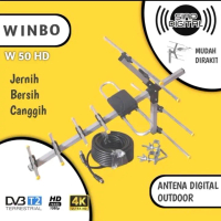 Winbo Antena TV Digital Outdoor W-50 HD + Kabel 10 Meter DVB-T2 DVB-S DVB-T TNT ATSCHDTV Compatible