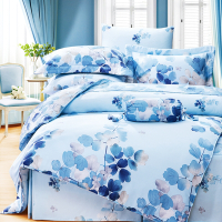 Saint Rose頂級精緻100%天絲兩用被床包組(包覆高度35CM)-卉影-藍 雙人