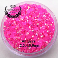 All Sizes 2,3,4,5,6mm Resin Rhinestone 14 Facets Flatback Jelly Light Hot Pink AB Decoration for Phones Bags Shoes Nails DIY