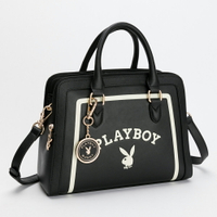 PLAYBOY - 大手提包附長背帶 Emblem系列 - 黑色