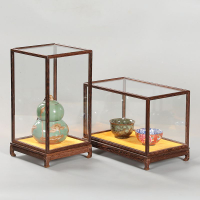 展示架 玻璃架 玻璃罩 紅木玻璃罩擺件花瓶古董佛像文玩工藝品展示盒防塵罩實木寶籠定制免運 全館八折 特惠/開立發票 特價出 zl1211