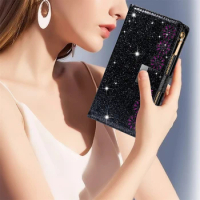 Newest Magnetic Leather Case Na For Samsung Galaxy A42 Funda For Galaxy A22 5G Skin Feel Wallet Cover Starry Sky Glitter Coque