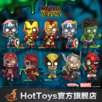 10/12cm Hottoys Marvel Zombie Walker Iron Man Team America Wolverine Deadpool Cosbaby Mini Figure Toy Model Christmas Gift