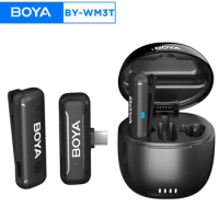 BOYA BY-WM3T Wireless Lavalier Microphone for iPhone ipad Android Cell Phone Camera with Charging Case Video Recording Interview