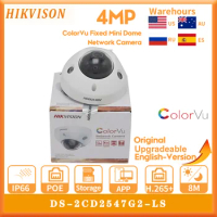 Hikvision Original ColorVu 4MP DS-2CD2547G2-LS IP Camera Audio H.265+ IR POE 24/7 AcuSense Mini Dome IP CCTV Camera Built-in Mic