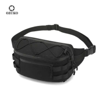OZUKO Men's Waist Bag Fashion Chest Pack Outdoor Sports Belt Bag for Teenager Waterproof Men Waist Bags Fanny Pack New Arrival