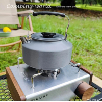 【May shop】野外茶壺野營鋁合金1.1L咖啡壺便攜開水壺