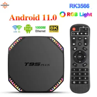 T95 PLUS RK3566 Android 11 TV BOX DDR4 8GB RAM 128GB ROM 2.4G/5G Dual WIFI BT 8K decode USB3.0 1000M LAN 4K Youtube Set Top Box