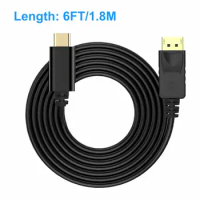 1Pc Portable USB-C to DisplayPort Cable 6FT/1.8M Black Solid High Quality 4K 60Hz Type-C Convert Standard DP For PC/TV