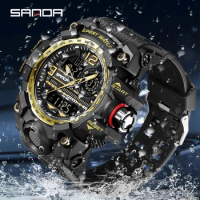 2023 SANDA 3133 G Style New Men's Watches 50M Waterproof Shock Sports Military Quartz Watch For Male Digital Wristwatch