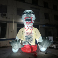 8mH bloody Inflatable Devil Ghost Zombie outdoor characters giant inflatable halloween zombie for advertising with LED light