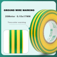 1Roll 20Meter 0.15x17mm PVC Material Electrical Tape Insulation Flame Retardant Lead Free Ground Marker Green Yellow Bicolor