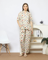 Daisy Piyama katun rayon lengan pendek celana panjang Cotton rayon Katun