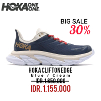 HOKA CLIFTON EDGE BLUE / CREAM RUNNING SHOES 100% ORIGINAL Pria Sepatu
