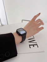 全城熱賣 - 適用蘋果iWatch手錶錶帶s10實心9不銹鋼AppleWatch錶帶夏金屬男女黑色錶帶+秒變ultra殼 （掌櫃推薦）【42mm】適用iWatch 10代