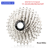 SUNSHINE 8/9/10/11/12 Speed Road Bike Cassette 11V 23/25/28/30/32/34T Bicycle Cassette 10v K7 Freewheel MTB Sprocket for SHIMANO