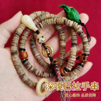 Yak Bone GABA 7*5 Barrel 108 Beads Oily Skull Old Materials with Tee Olecranon Fortune Flexible Ring