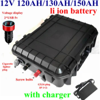 12V 150AH 120ah lithium 130Ah bateria li ion 1200w Golf Cart UPS Boat RV inverter + 10A Charger