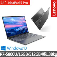 【Lenovo】IdeaPad Slim 5 Pro 14吋輕薄筆電 82L7009ETW(R7-5800U/16GB/512GB/W10)