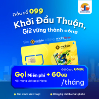 [ESIM/VẬT LÝ] SIM GMOBILE O99 SÓNG MOBIFONE - GÓI GM86 - 2GB/NGÀY - Miễn phí 800p Nội mạng + 30p Ngo