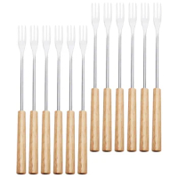 12Pcs Cheese Fondue Forks Wood Handle Fondue Forks Barbecue Fork Chocolate Dipping Forks