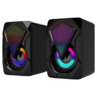 Multimedia PC Speakers Colorful RGB Desktop PC Speakers Clear Sound Multimedia 2Pcs Plug &amp; Play Speakers for Desktop PC All