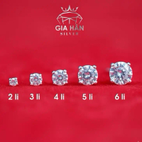 Bông Tai Bạc 950 - Chốt Đẩy - Đá CZ, Bông Tai Hạt Châu, Khuyên Tai Đinh Tán Phong Cách Thời Trang, P