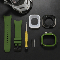 一體錶帶金屬錶殼改裝適用 apple watch 8 7 6 SE 蘋果 8代 44 45手錶錶帶