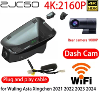 ZJCGO 4K DVR Dash Cam Wifi Front Rear Camera 24h Monitor for Wuling Asta Xingchen 2021 2022 2023 2024