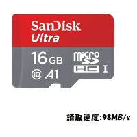 【最高折200+跨店點數22%回饋】SanDisk 16GB Ultra Micro SDHC A1 UHS-I記憶卡(98MB/s)無轉卡