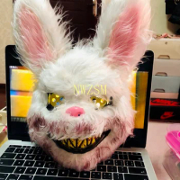Wild Wolf Scary Halloween Mask Bloody Killer Rabbit Mask Teddy Bear Halloween Plush Cosplay Horror Mask For Kids Adults