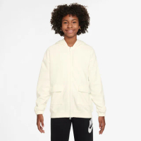 【NIKE 耐吉】外套 大童 女童 運動連帽外套 G NSW DF FLC OVRSZD HDY DNCE 米色 FZ5549-133