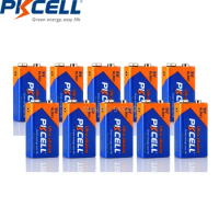 10Pcs PKCELL 9v thermometer battery 6LR61 E22 MN1604 522 Super Alkaline Battery Dry Primary Batteries Superior 6F22