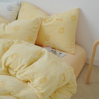 冬季四件套牛奶絨加厚雙面寶寶水晶珊瑚絨被套床單兒童床上用品黃