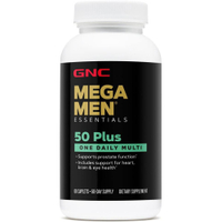 GNC Mega Men 50 Plus One Daily Multivitamin for Men 60 Caplets Take One A Day Supports Heart Brain a