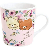 拉拉熊 馬克杯 粉色 咖啡杯 杯子 花朵 約會 牛奶熊 懶懶熊 輕鬆熊 鬆弛熊 日本製 正版 J00014462
