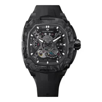 Jam Tangan Pria Tsar Bomba Dark Matter 5 TB8605-04 Automatic Carbon Fiber Bezel Skeleton Dial Black 